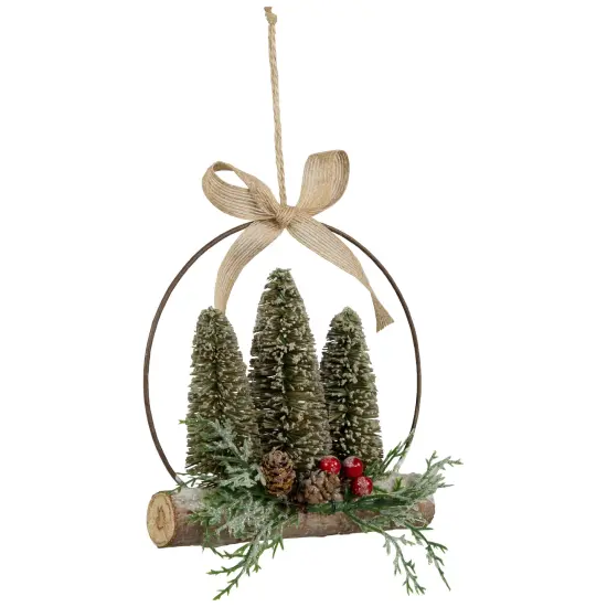 Northlight Frosted Mini Bottle Brush Trees Christmas Ornament - 7" Green {4}