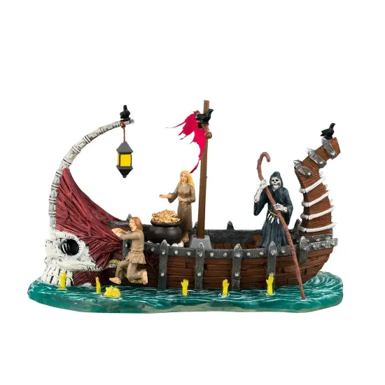 Lemax Spooky Town Halloween Village Accessory Ferry On River Styx Boat {4}
