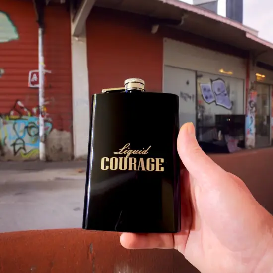 8oz BLACK Liquid Courage Flask {5}