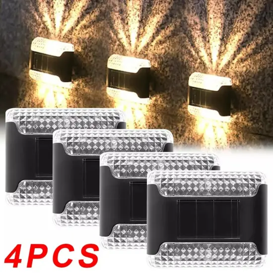 4PCS Solar Led Lights Outdoor Waterproof Garden Wall Fence Yard Warm White Lamps {4}