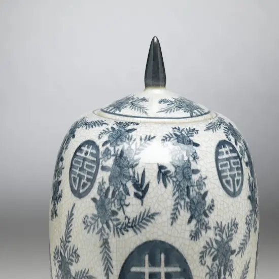 AA Importing 59761 Blue And White Round Jar With Lid {4}