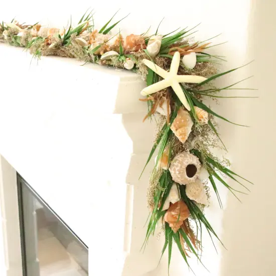 5ft Shell Arrangement Garland - Handcrafted Garland &ndash; Beach-Inspired Home Decor, Christmas Gift - Holiday Tee {3}