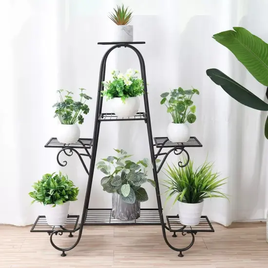 7 Tier Metal Plant Stand Shelves Flower Pot Display Rack Garden Patio Home Decor {2}