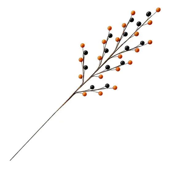 Halloween Orange & Black Berry Stems -3PCS {1}