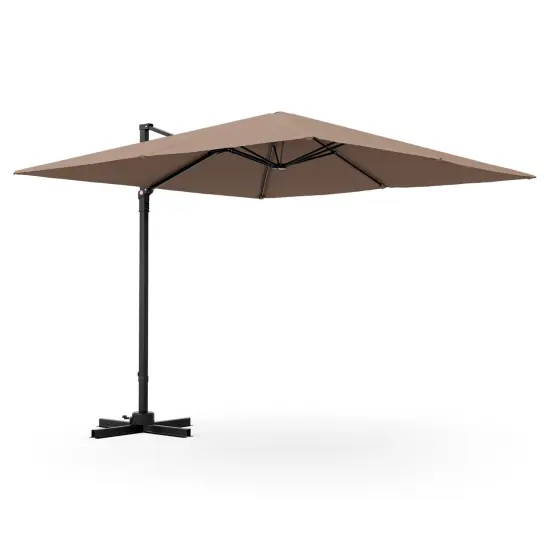 Costway Patio 9.5FT Square Cantilever Offset Hanging Umbrella 2-Tier 360&deg; Outdoor Beige/ Coffee/Navy/Gray {8}