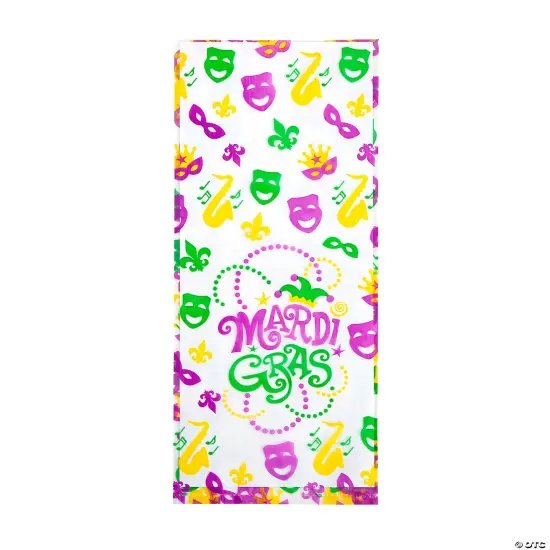 5" x 11 1/2" Medium Mardi Gras Icons Cellophane Treat Bags - 12 Pc. {3}