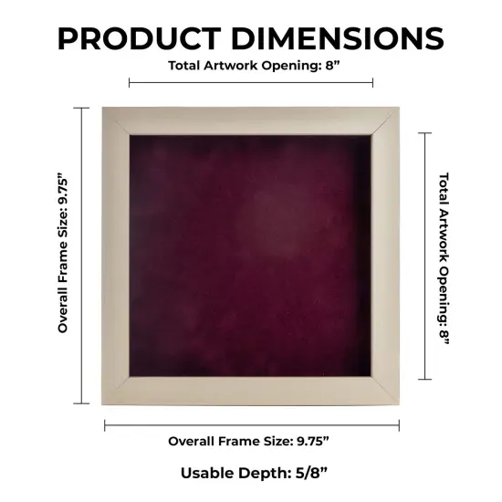 Natural Whitewash Wood Shadow Box Frame with Acrylic Front - Dark Red Suede Backing, 30 Sizes {1}