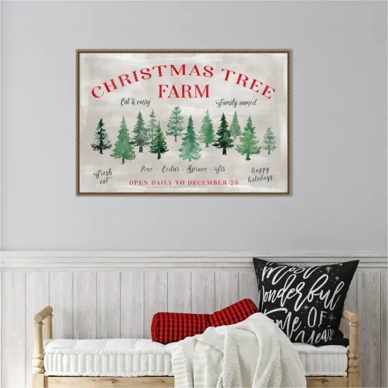 Christmas tree farm sign by Rosana Laiz Blursbyai Framed Canvas Wall Art {6}