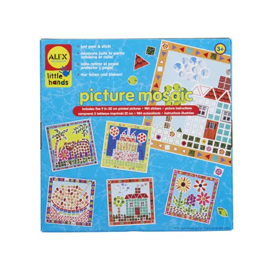 Little Hands, Picture Mosaic, Kids Toddler Art and Craft Activity, Peel and Stick 5 Mosaics with Colorful Photo Stickers, Easy and Non Messy Fun, For Ages 3 and up {3}