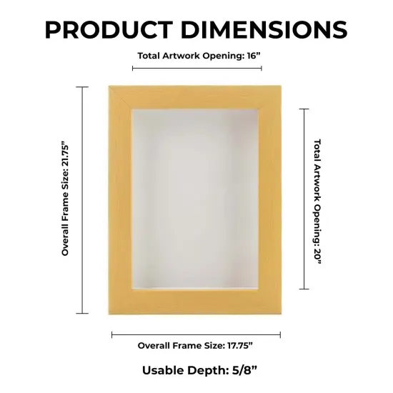 Classic Natural Wood Shadow Box Frame with Acrylic Front - White Suede Backing, 30 Sizes {1}