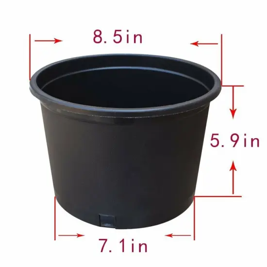 Squat Heavy Duty Premium Black Plastic Nursery Plant Container Garden Pot 2gal {2}