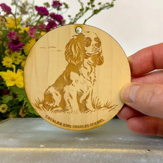 Ornament - Cavalier King Charles Spaniel Dog Raw Wood {5}
