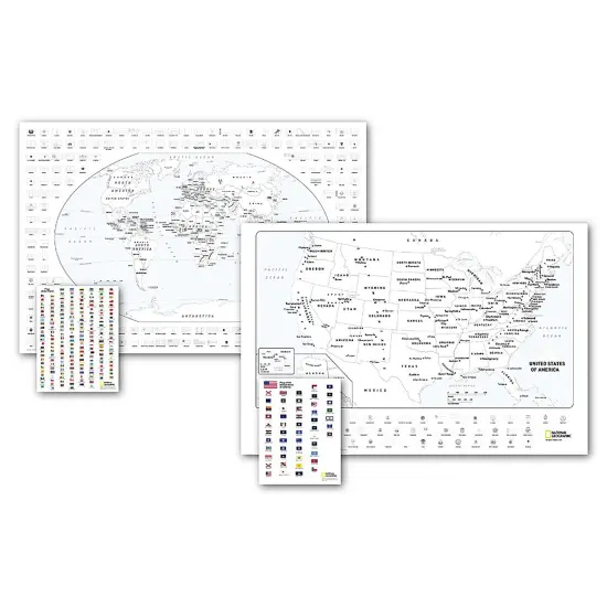 World and United States Coloring, Map Pack Bundle, 36" x 24" {1}