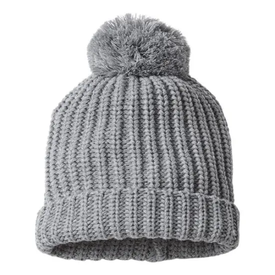 Richardson&reg; Chunky Cable Beanie Heather Grey/ Rust {5}