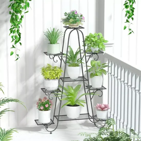Heavy Duty Plant Stand Flower Pot Holder Corner Rack Metal Shelf Indoor Outdoor {2}