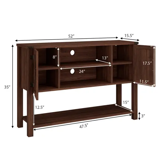 Costway Barn Door TV Stand Console Sideboard Buffet for TVs Up to 60'' w/Storage Cabinets {3}