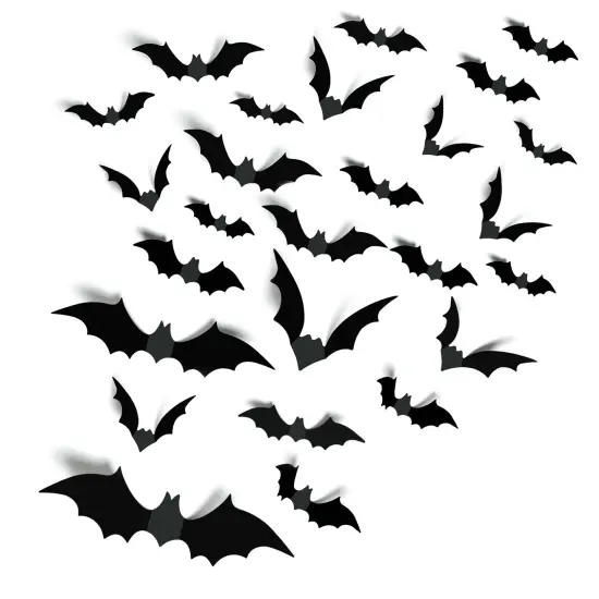 Halloween Party Supplies Hallween Decorations Bats Wall Decor 140PCS Realistic PVC 3D Black Scary Bat Sticker for Creepy Home Decor Halloween Party Decorations DIY Wall Decal Bathroom Indoor Halloween {1}
