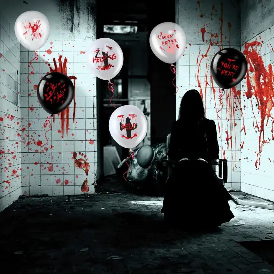 45 Pieces Scary Halloween Balloons 12 Inches Bloody Balloons Eye Blood Splatter Decorations Horror Balloons Zombie Latex Balloons for Birthday Vampire Haunted House Party Supplies (Scared Style) {5}