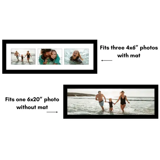 Americanflat 6x20 Collage Picture Frame - Fits Three 4x6 Photos or One 6x20 Picture {10}
