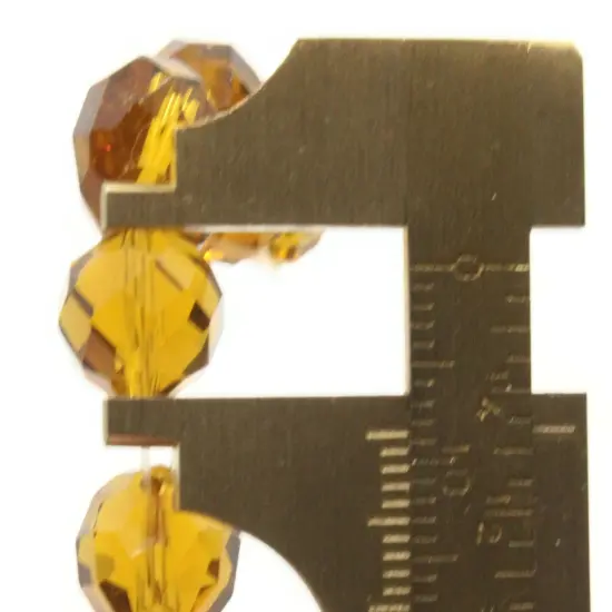 34 12mm Clear Brown Faceted Rondelle Glass Beads {6}