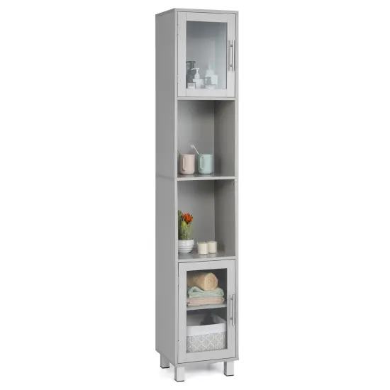 Costway 71'' Tall Tower Bathroom Storage Cabinet Organizer Display Shelves Bedroom Grey\Brown\Black {1}