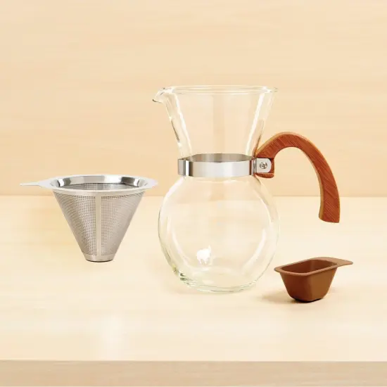 Pour-Over Coffee Maker Glass Carafe Stainless Steel Filter Scoop 22 Oz Capacity {4}