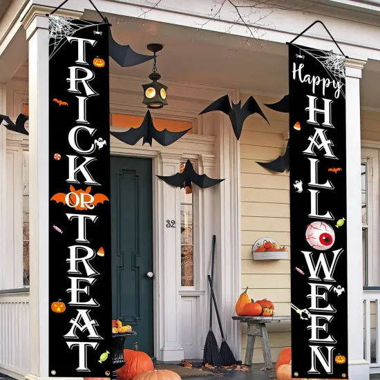 Halloween Decorations Indoor Outdoor TRICK OR TREAT Happy HALLOWEEN Banner Porch Welcome Sign Decor for Home Door Wall Party {3}