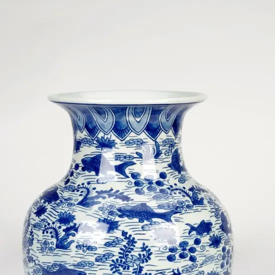 AA Importing Koi Pond 18" Vase Blue {4}