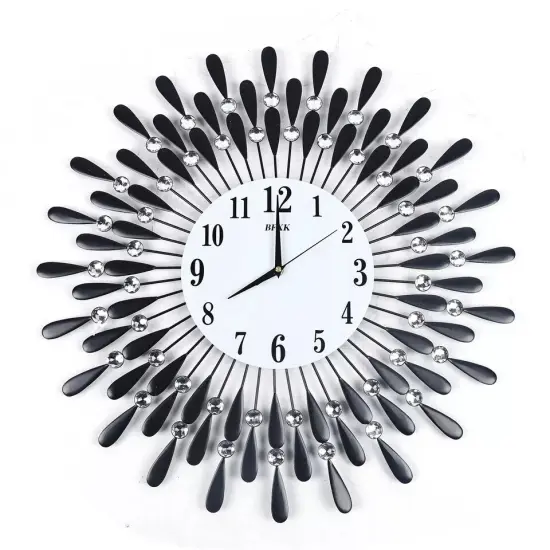 Luxury Large Wall Clock 3D Metal Living Room Feather Wall Watch Home Decor {1}