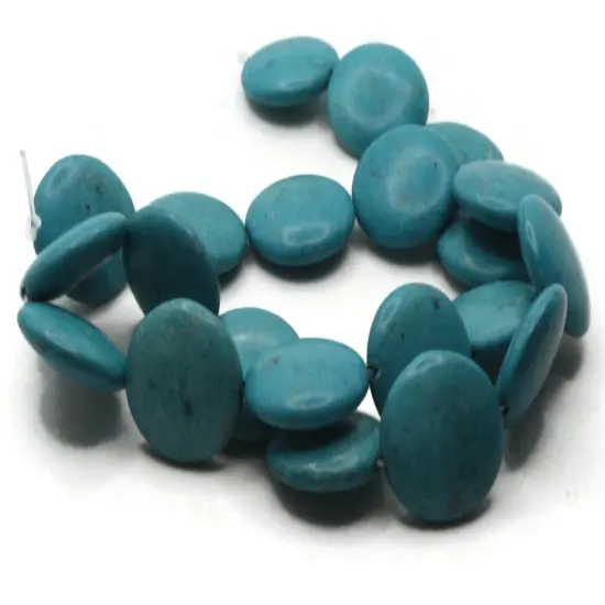 22 20mm Synthetic Turquoise Blue Coin Gemstone Beads {6}