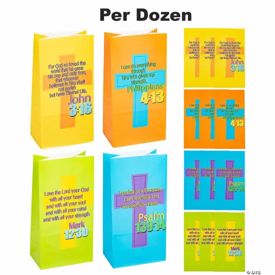Bible Verse Treat Bags 5 1/4" x 10" - 12 Pc. {1}