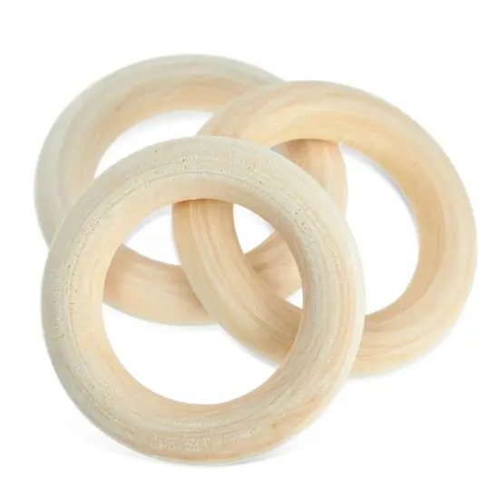 Bright Creations Set of 50 Wooden Beads and 30 Wood Rings for Macrame, DIY Pendant Connectors, Wall Hanging Craft (Rings 2.2 in/Beads 20mm) {2}