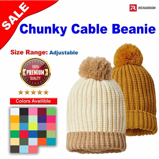 Richardson&reg; Chunky Cable Beanie Cream/ Mocha {2}