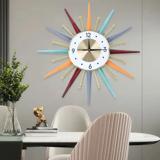 Modern Wall Clock Starburst Ball Clock Colorful MidCentury Home Kitchen Decor {3}