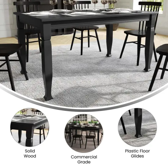 Merrick Lane Finnley Wooden Dining Table with Sculpted Legs Black Matte {3}