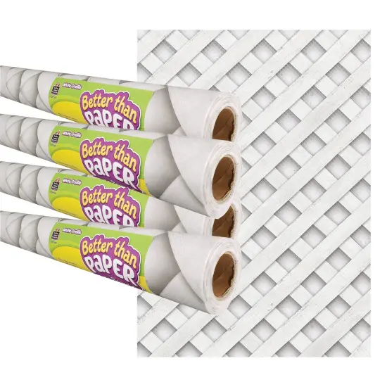 White Trellis Better Than Paper Bulletin Board Roll, 4' x 12', Pack of 4 {1}