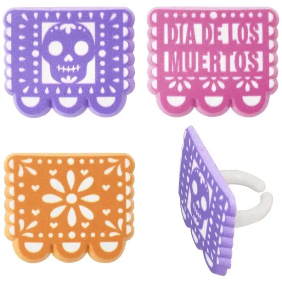 Papel Picado Banner Cupcake Rings 12ct {1}