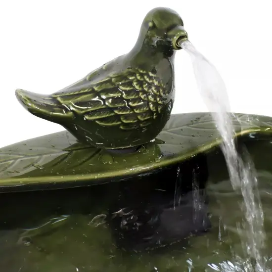Dove Glazed Ceramic Outdoor Solar Water Fountain - 7 in {3}