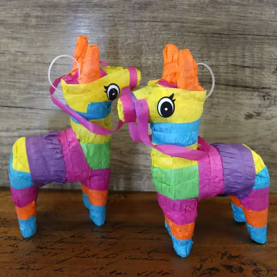 6 Pack 4"X7" Mini Donkey Pinata, Little Rainbow Llama Pinata for Birthday, Cinco De Mayo, Fiestas Decorations Party Favors {5}