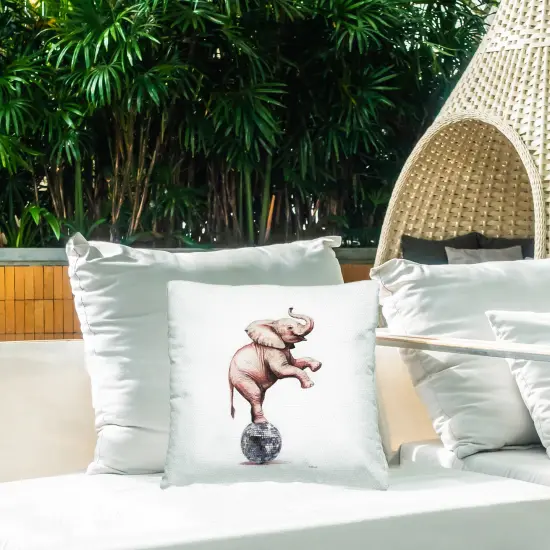 Stupell Industries Elephant on Disco Ball Outdoor Printed Pillow design by Amanda Greenwood, 18 x 7 x 18 {2}