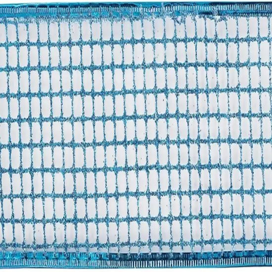 Blue Mesh Netting Ribbon - 2.5 Inch Sparkling Glamour Netted Turquoise Wired Mesh Ribbon {4}