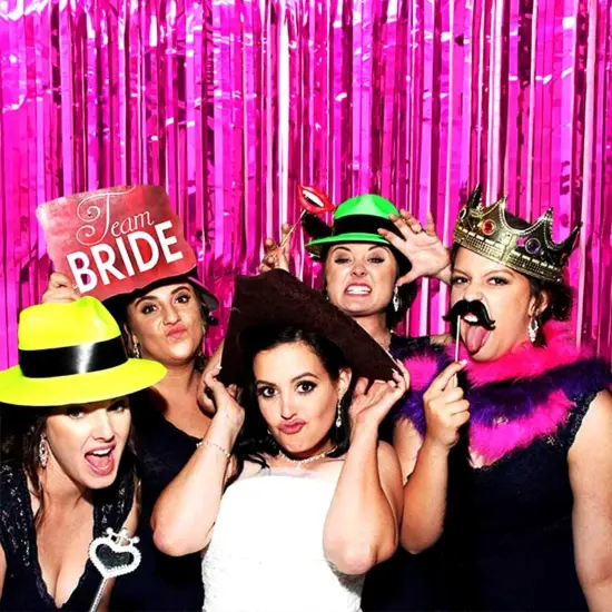 4 Pack Fuchsia Foil Fringe Curtain Backdrop Photo Booth Props {4}