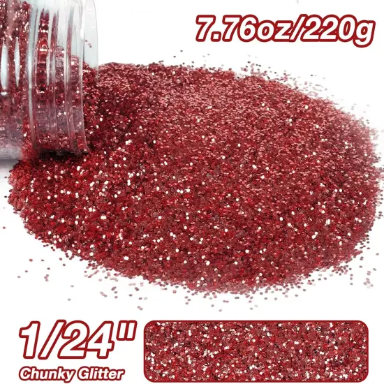 7.76oz/220g Red Craft Glitter Powder {3}