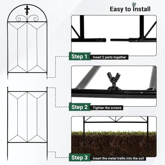 Garden Trellis 70.8" x 19.5", Black Coated {4}