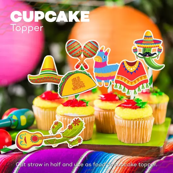 Kids Fiesta Party Drinking Straws for Fiesta Cinco De Mayo Fiesta Party Favors Paper STraws Bulk Taco Tuesday Mexican Party Supplies Decoration - Pack of 28 {4}