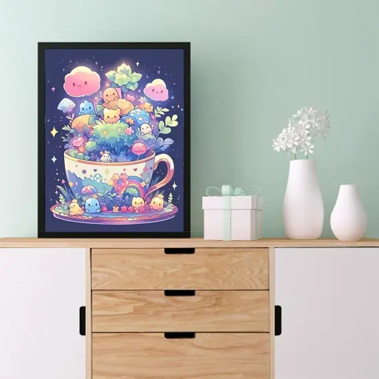 Cute Diamond Painting Kits for Adults-Diamond Art Kits for Cartoon, Cup Gem Art Kits for Adults for Gift Home Wall Decor (12x16inch) {3}