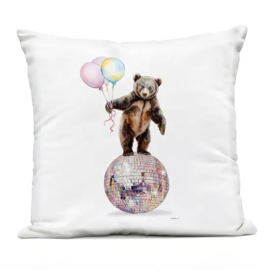 Stupell Industries Bear & Balloons Disco Outdoor Printed Pillow design by Amanda Greenwood, 18 x 7 x 18 {1}