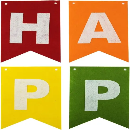 Rainbow Felt Fabric Bunting, 35 Pcs/ 24.6 Feet(3 Pack) Decoration Banners for Birthday Party {3}