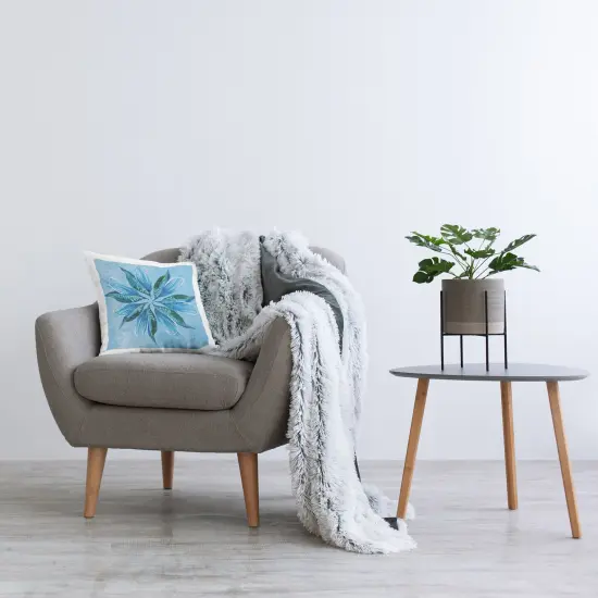 Stupell Industries Blue Flower Shape Design Decorative Printed Pillow design by Liz Jardine, 18 x 7 x 18 {2}