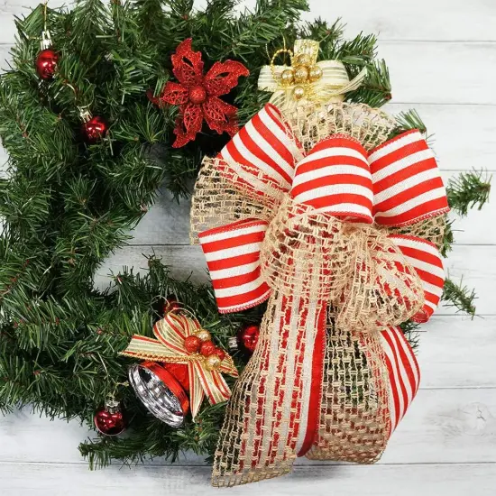 Mesh Burlap Wired Ribbon 2.5" x 10 Yards Natural Color {3}